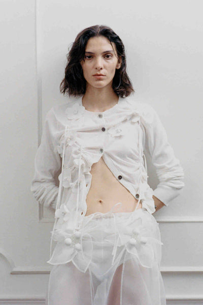 RIVNOBUHIKOマメクロゴウチフラワーカーディガン ベージュ RIVNOBUHIKO